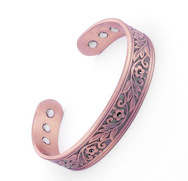 

bangle magnetic red copper bracelet plum blossom wide face suitable for trendy hand jewelry2625006, Black