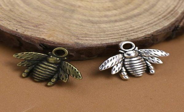 

150pcs antique silver bronze zinc alloy lovely bee charm pendant 16x21mm9586470, Bronze;silver