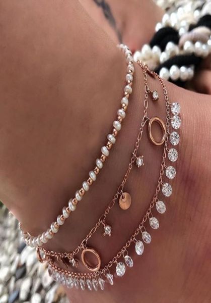 

3pcsset anklets for women foot accessories summer beach barefoot sandals bracelet ankle on the leg female jewelry gift1381783, Red;blue
