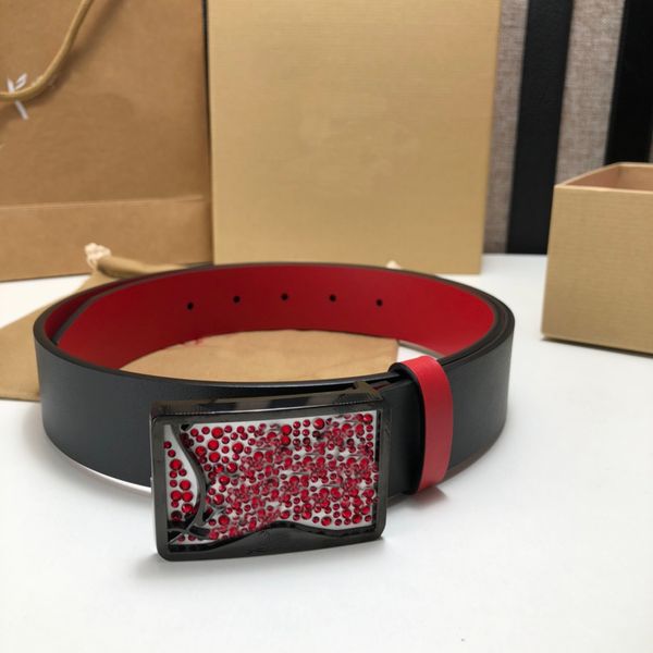 

luxurys designer belt new red shiny bottoms for men women clothings accessories belts big buckle 3a+ genuine leather width 3.5cm waistbands, Black;brown