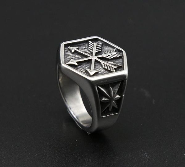 

vintage viking arrow ring punk 316l stainless steel compass men fashion hip hop hippie jewelry drop store cluster rings9852647, Golden;silver