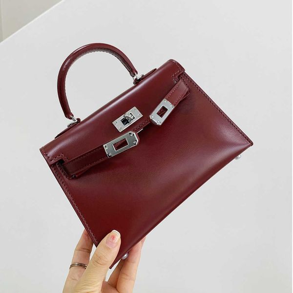 

designer kelys tote bag mini 2023 new genuine leather second generation box smooth cowhide silver buckle single shoulder crossbody handbagyi