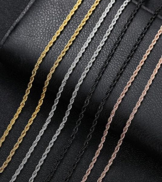 

mens gold chains necklaces stainless steel chain titanium steel black silver hip hop necklace jewelry 3mm2664678