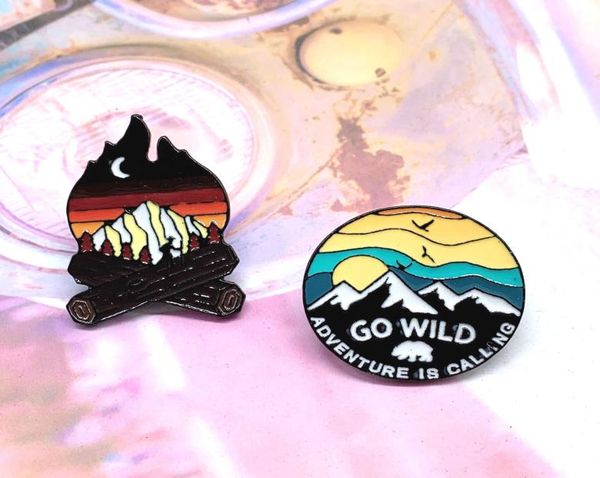 

journey adventure cartoon cute enamel pins go wild mountain brooches denim clothes bag lapel pin fashion jewelry gift for friends3406448, Gray