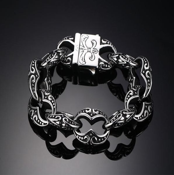 

new arrival 223cm titanium steel iris bracelet exquisite high polished sliver plated bracelet trendy men bracelet5513652, Black