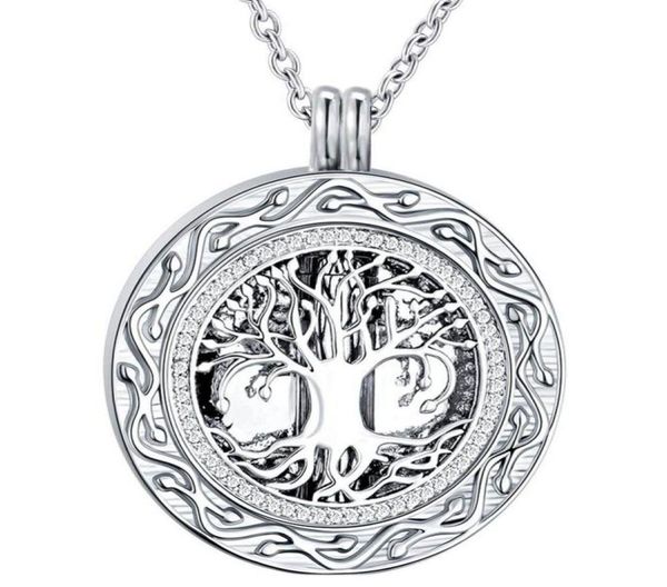

tree of life round cremation urn necklace cremation jewelry ashes memorial keepsake pendant funnel kit included2617724, Silver