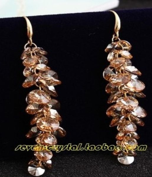 

champagne color diamond grapes lady039s earings718cm myyhmz02608248, Golden;silver