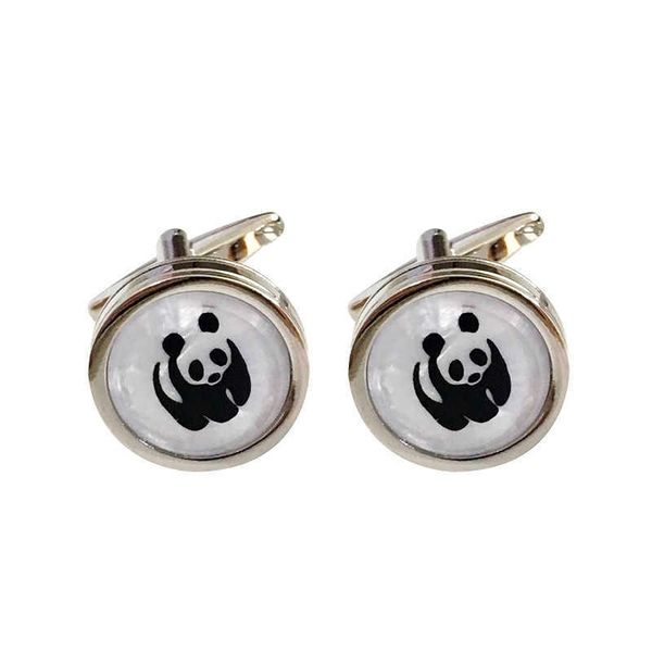 

cuff links little panda cufflinks chinese style men's cartoon children's suit shirt accessories gifts high-quality copper french c, Silver