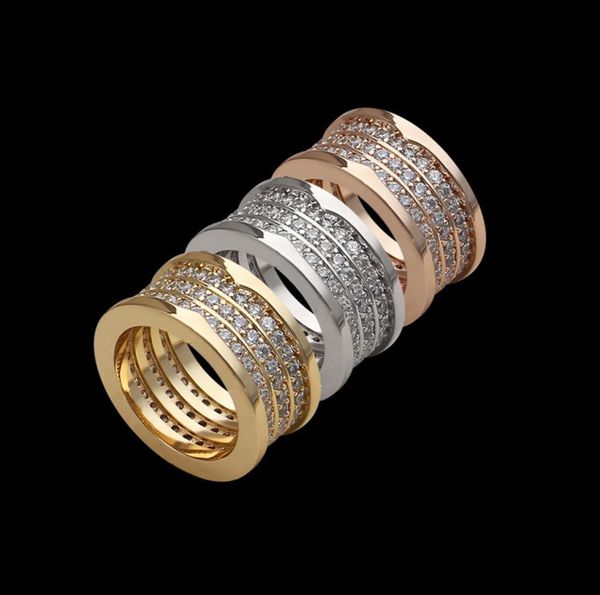 

extravagant styles women designer ring 3 colors b letter titanium steel spring pattern full threerow cz stone fashio1112416, Silver