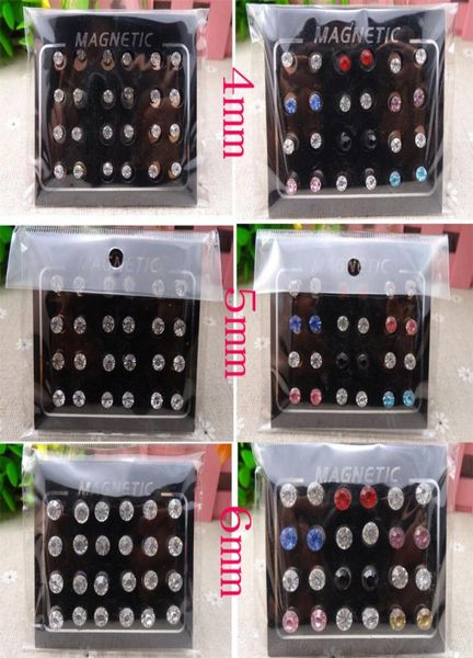

punk men strong magnet magnetic earring studs 12pair set non piercing zircon stud earrings wedding gift for boyfriend lover jewel1971546, Golden;silver