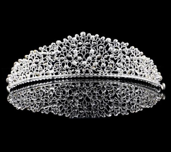 

sparkling silver big wedding diamante pageant tiaras hairband crystal bridal crowns for brides hair jewelry headpiece2424009