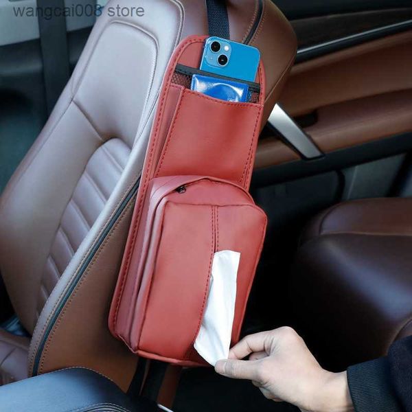 

car tissue box car seat side storage bag hanging bag leather ins multifunctional car tissue box car storage box car interior storage t230718