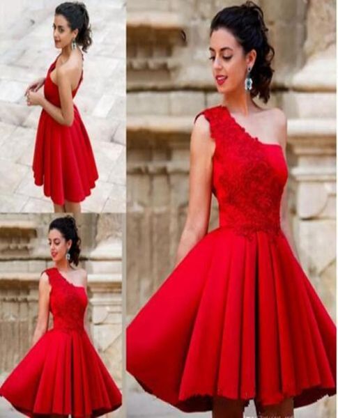 

new red mini short a line homecoming dresses one shoulder applique lace cocktail party gowns sweet mini prom dress6812772, Blue;pink