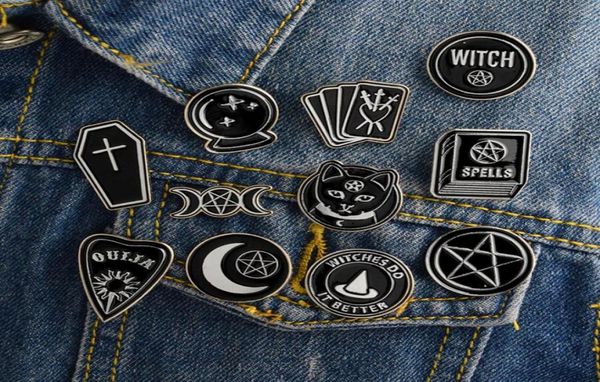 

witch ouija moon tarot book new goth style enamel pins badge denim jacket jewelry gifts brooches for women men 167 t22771797, Gray