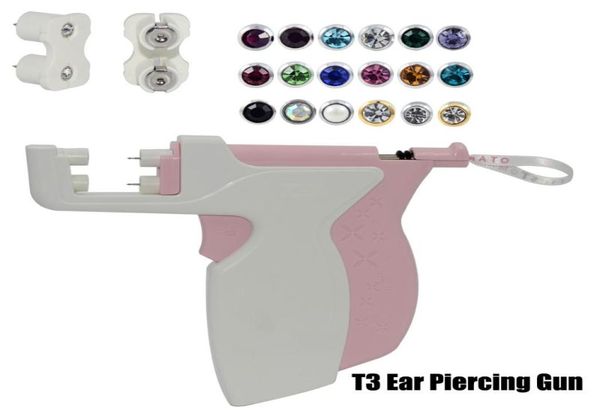 

new arrival t3 professional ear piercing gun ear piercing instrument tool steel earring stud for sold set3399510, Golden;silver