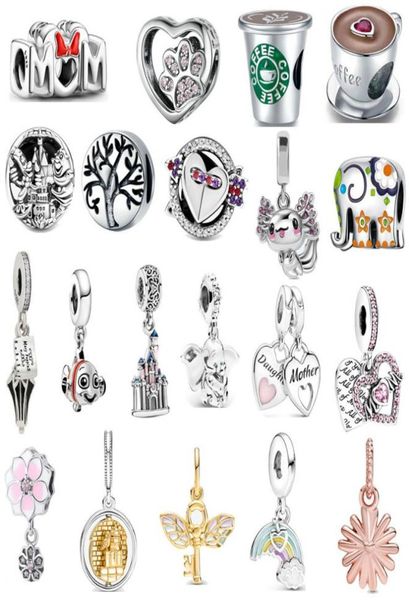 

new s925 sterling silver bead charms beaded diy women's jewelry gift luxury coffee mug original fit bracelet fashion ladies pendant cla, Bronze;silver