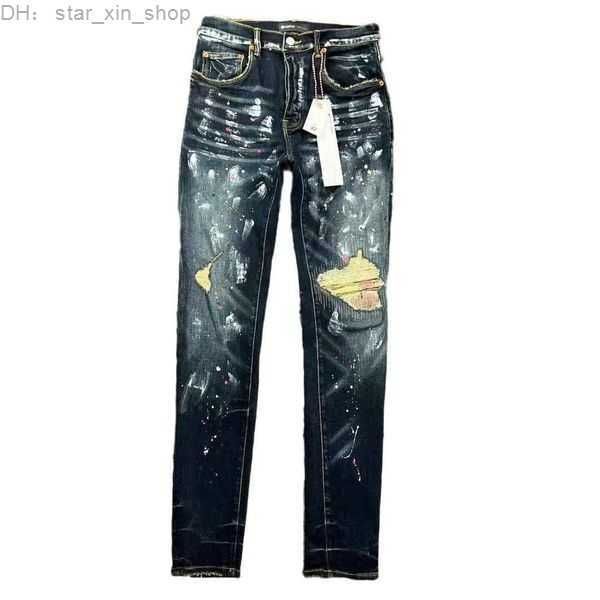 

designer stacked jeans for mens purple ksubi exclusive correct version black brand elastic style holes denim straight 2 q5tc, Blue