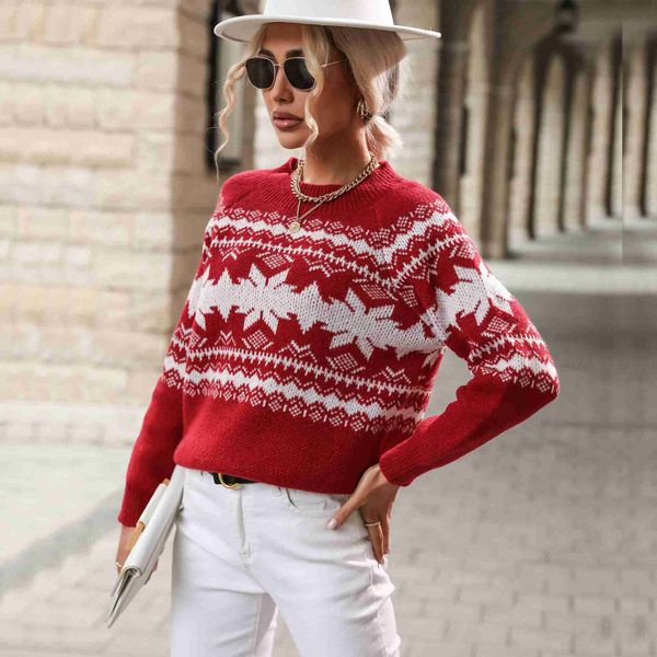 

women's sweaters new women round collar contrasting sweater christmas sweater pullover l230718, White;black
