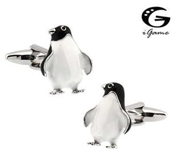 

cuff links igame penguin cuff links quality brass material black cute animal design hkd230718, Silver