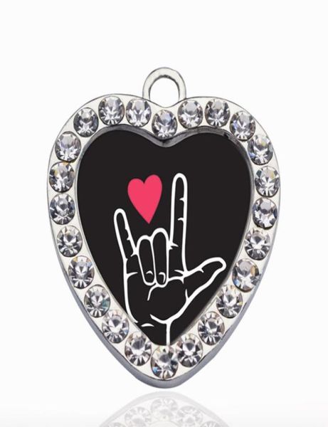 

i love you sign language interpreter circle charm charms diy jewelry necklacebraceletschoker making handmade9249495, Bronze;silver