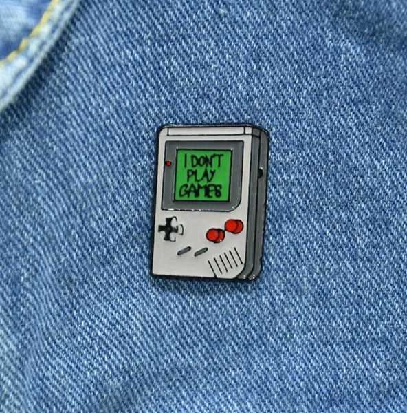 

funny retro game console shaped brooches paint enamel pins zinc alloy brooch for women cartoon denim jacket shirt badge childhood 2056113, Gray