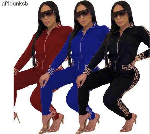 

women ggity women tracksuits sweat joing suits two-piece casual geometric for pattern knitting lady rugby sports suit fashion stitching trac, Gray