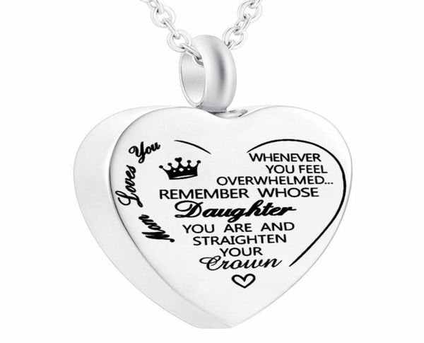 

whenever you feel overwhelmed remenber whose daughter you are stainless steel necklace urn for ashes for women mom8509678, Silver