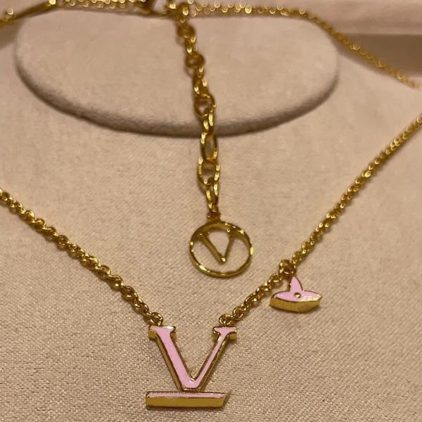 

never fading gold plated luxury brand designer pendants necklaces stainless steel letter choker pendant necklace chain for men women jewelry, Silver