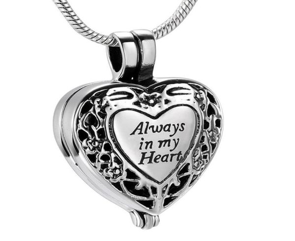 

ijd9958 stainless steel cremation pendantquotalways in my heartquot for ashes urn perfume locket memorial keepsake necklace je1577720, Silver
