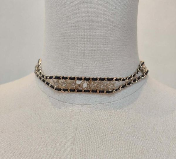 

2023 luxury quality charm pendant necklace with diamond and black genuine leather have box hollow design stamp ps7518a4820969, Silver