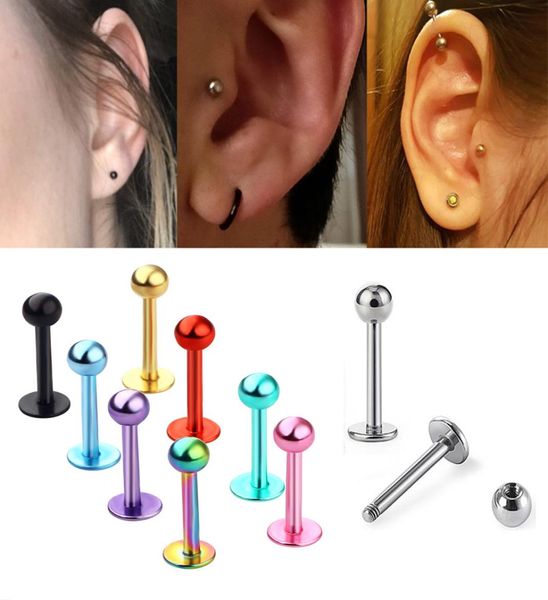 

10pcs ball titanium stainless steel labret lip stud chin eyebrow nose stud ring bar tragus piercing body jewelry9082905, Silver