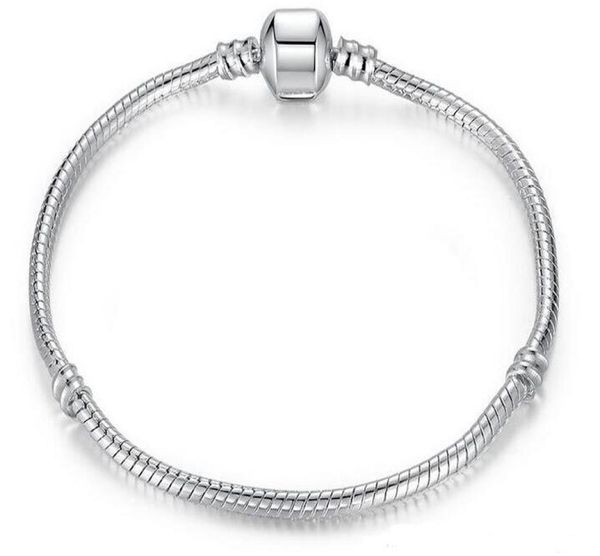 

925 silver plated bracelet chain with barrel clasp fit european beads for bracelets with without logo diy 20 pcs 763044