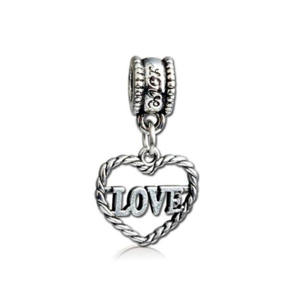 

love letter heart shape dangle pendant alloy charm bead fashion women jewelry stunning european style for p bracelet necklac6329366, Bronze;silver