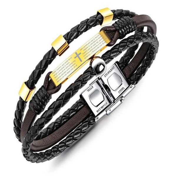 

fashionable retro titanium steel men039s bracelet multilayer design titanium steel bracelet9344356, Black