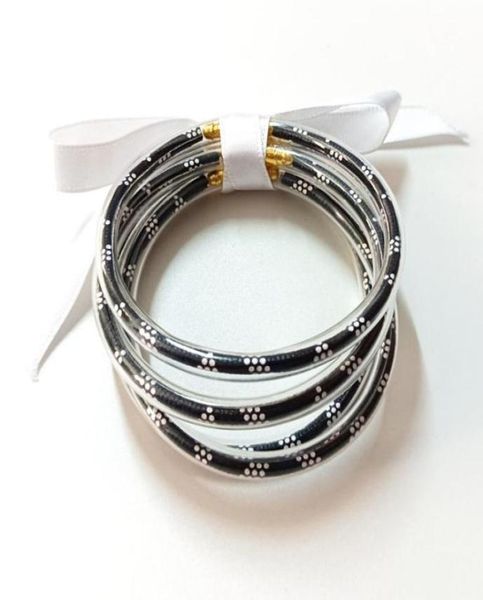 

bangle all weather a set bangles stack silicone plastic beads jelly bracelet for women bowknot friendship glitter6675638, Black