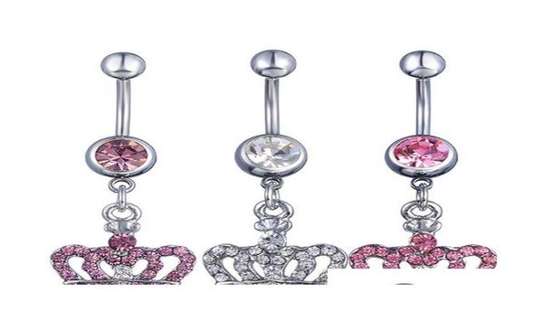 

d0370 3 colors crown style belly piercing body jewelry button ring navel ring belly bar 10pcs lot jfb3343 ol2aq2222924, Silver