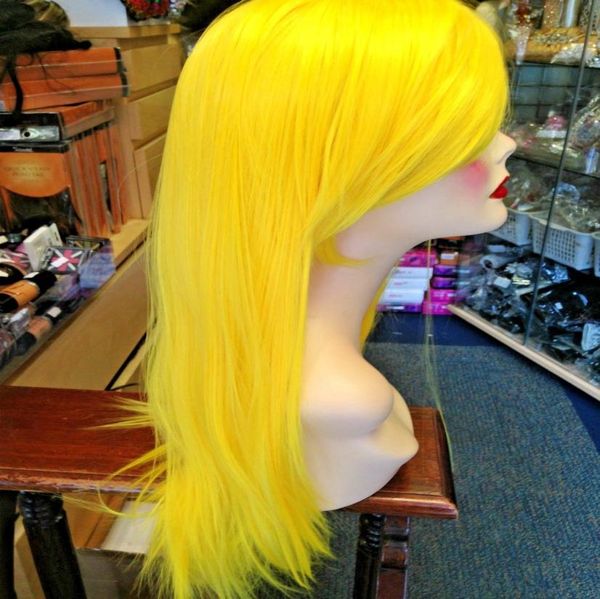 

beautiful luxurious long straight thick wig fits all bright yellow 26quot uk2863212, Black;brown