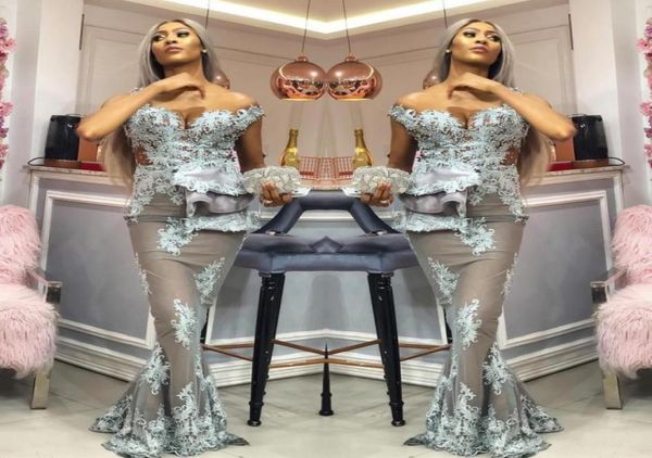 

asoebi mermaid prom dresses fashion off shoulder beaded lace appliques long party gowns 2018 plus size celebrity evening dres3945414, Black