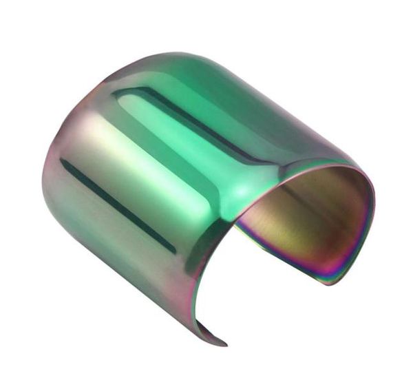 

rainbowcolor cuff bangles simple design big bracelet for women fashion stainless steel wide bracelet bangles manchette1627464, Black