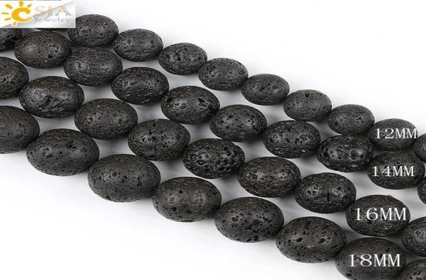 

csja drop 12mm big round black lava rock natural stone beads for women men necklaces bracelets making with string e19817226