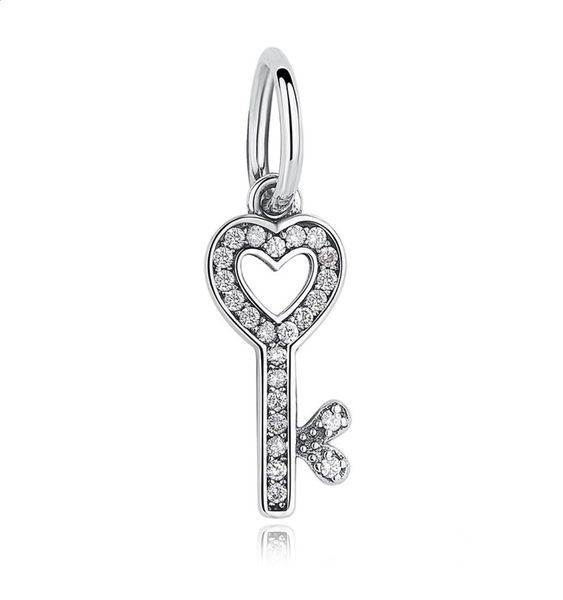 

symbol of trust, key silver charms with clear cubic zirconia for p style bracelets s2615576516, Black