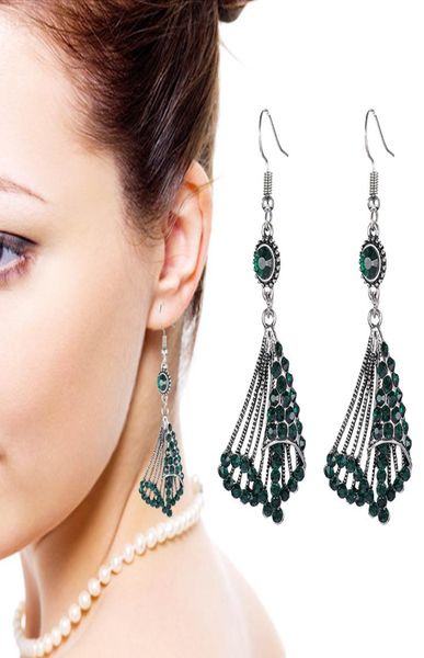 

european and american retro multilayer diamond highend earrings national style fashion alloy earrings female long section tassel7651051, Silver