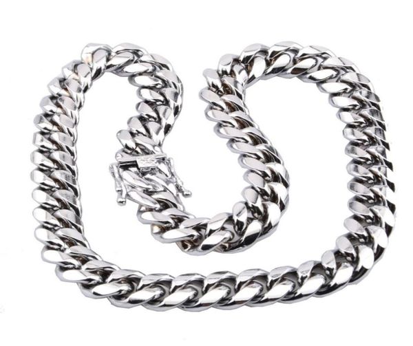

miami cuban link chain necklace men hip hop gold silver necklaces stainless steel jewelry3429964
