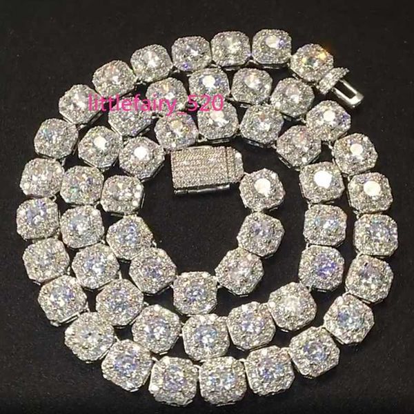 

tennis graduated iced out tennis chain necklaces fashion mens hip hop necklace jewelry 9mm square diamond rock candy gold chains necklace, Black