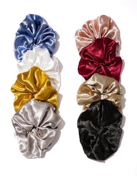 

oversized shiny satin hair scrunchies women silky scrunchie elastic hair bands girls headwear donut grip loop ponytail holder8616844, Slivery;white