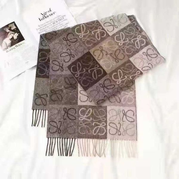 

loe classic lowe wool women's long jacquard tassel narrow imitation cashmere lattice dongluo home live broadcast scarf, Blue;gray