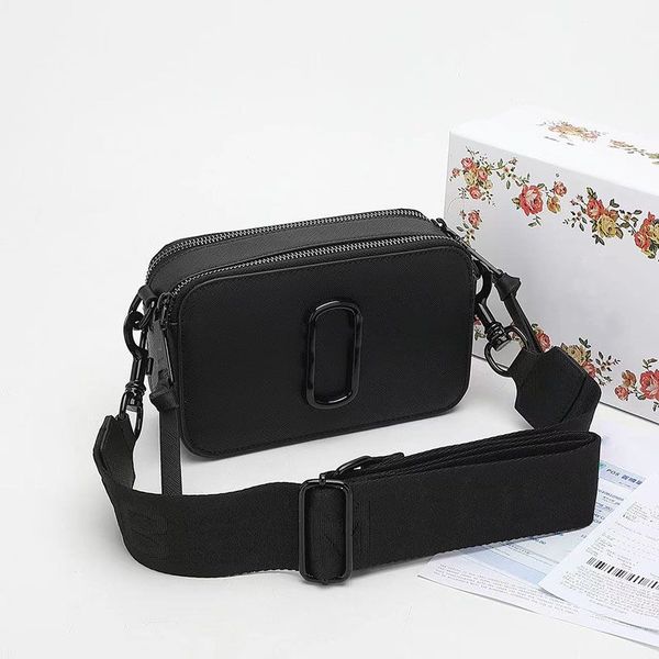 

camera bags designer bag ladie crossbody purse women dual zip inside partition all black removable adjustable webbing strap bag