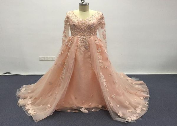 

elegant long sleeves evening dresses v neck lace applique beads a line evening gowns custom made prom dress1252614, Black;red