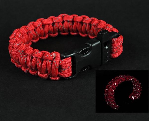 

camping hiking emergency paracord for men women survival parachute rope buckle kit reflective wristbands bangle3972602, Black