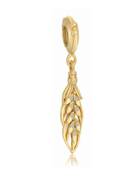

925 silver loose beads gold feather shape big hole bead fit european charms p bracelet diy interfax style mother day gift bangles1605203, Black